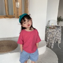 Basic Korean version of childrens clothing casual children short sleeves T-shirt boy girl loose soft glutinous half sleeve blouse baby hit bottom T