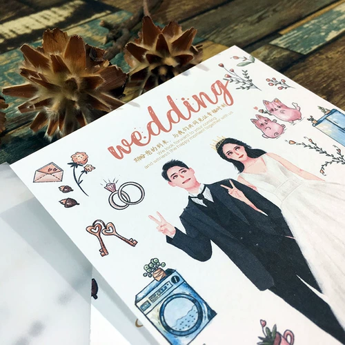 Свадебные приглашения вручную ручную мультипликационную карту Mori Cartoon 2022