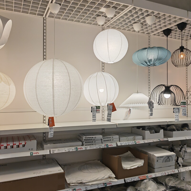 Ikea Gusuda Chandelier Lampshade Living Room Bedroom Decorative Lamp Ceiling Lamp Round Creative Nordic Study Room 45cm