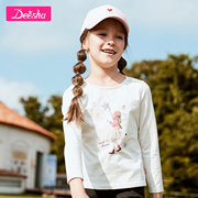 Desa cô gái Outfit T-shirt 2019 mùa thu mới giữa-to-lớn kiểu đầu trẻ em chạm đáy áo khoác mùa xuân nhỏ.