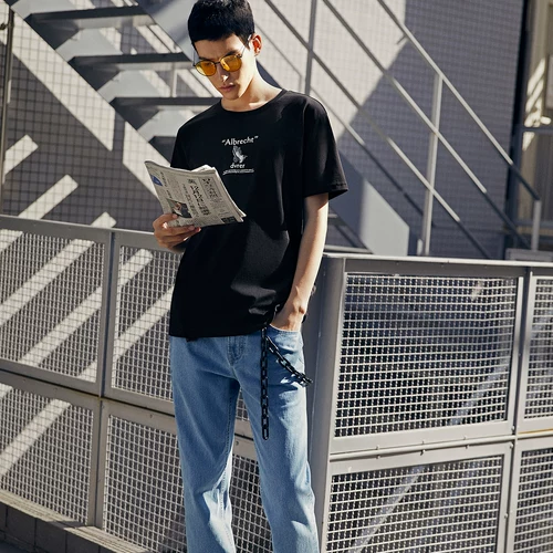 Мужская летняя черная футболка с коротким рукавом, сезон 2021, в корейском стиле