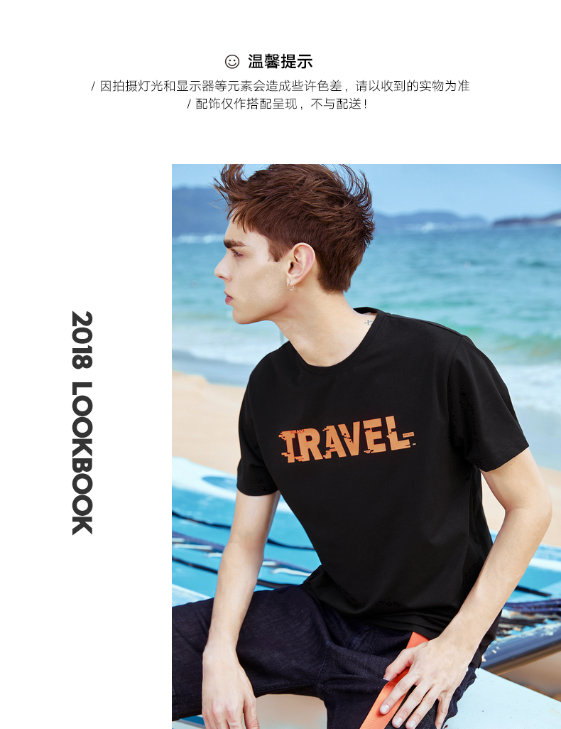 Mark Huafei T-Shirt nam 2018 mùa hè mới nửa tay áo in vòng cổ quần áo nam vài ngắn tay áo Hàn Quốc phiên bản của thủy triều