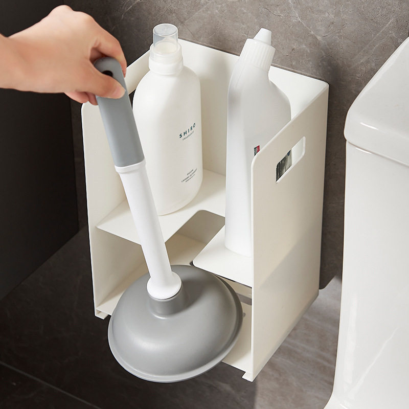 Toilet brush rack household toilet dredge toilet cleaning liquid double-layer toilet storage rack toilet storage box
