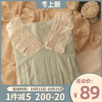 Cheese milk Green Japanese hot Chinese fresh retro cotton pajamas spring and autumn womens summer long-sleeved trousers home wear