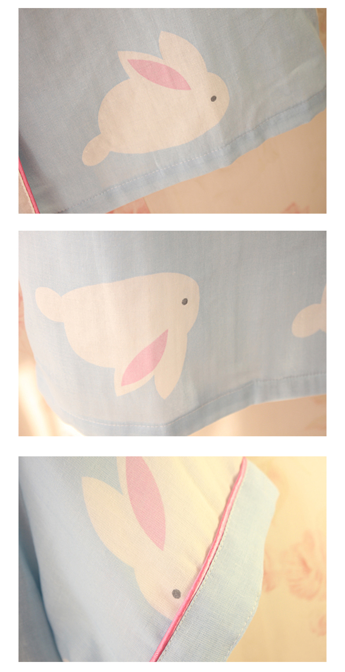Cô gái dễ thương Nhật Bản cotton đôi gạc phụ nữ quần short tay ngắn đồ ngủ phù hợp với dịch vụ nhà mùa hè đồ ngủ de thương
