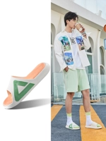 【Мужчины и женская модель】 A-Contrast Color-Beige/Fruit Green