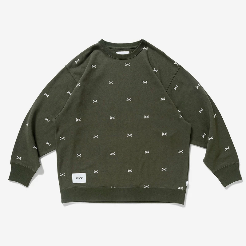 Свитер с вышивкой кости, круглый воротник, свитер WTAPS ACNE SWEATER CTPL, мужской, 22AW