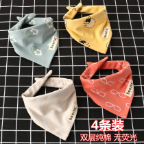 Baby cotton saliva towel Korean version of the baby double snap triangle towel Childrens newborn super soft bib checkered autumn and winter