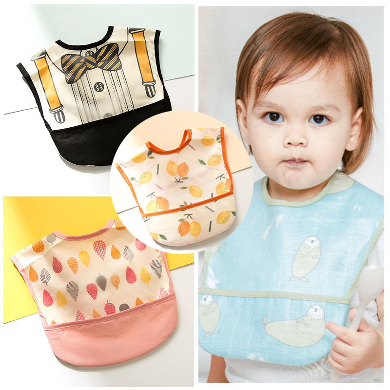 Baby eating surrounding pocket for baby waterproof and washable Deputy food bib for children Children's kindergarten sleeveless anti-wear hood clothes