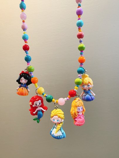 Kinderaccessoires Mädchen Cartoon Prinzessin Perlenkette kleines Mädchen Elsa Kurome Anhänger Halsband Babyschmuck