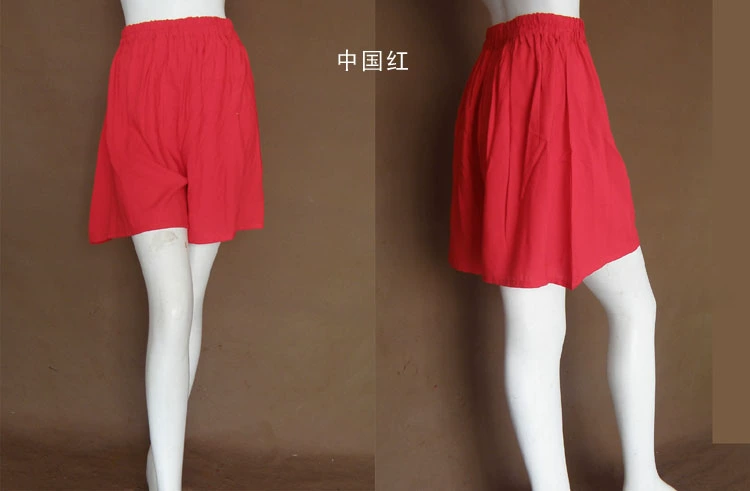 Feng Dingyu Quần lụa cotton mịn nữ quần culottes ngắn Cotton lụa ống rộng Bộ đồ ngủ thông thường Quần dài đi biển mùa hè - Quần tây