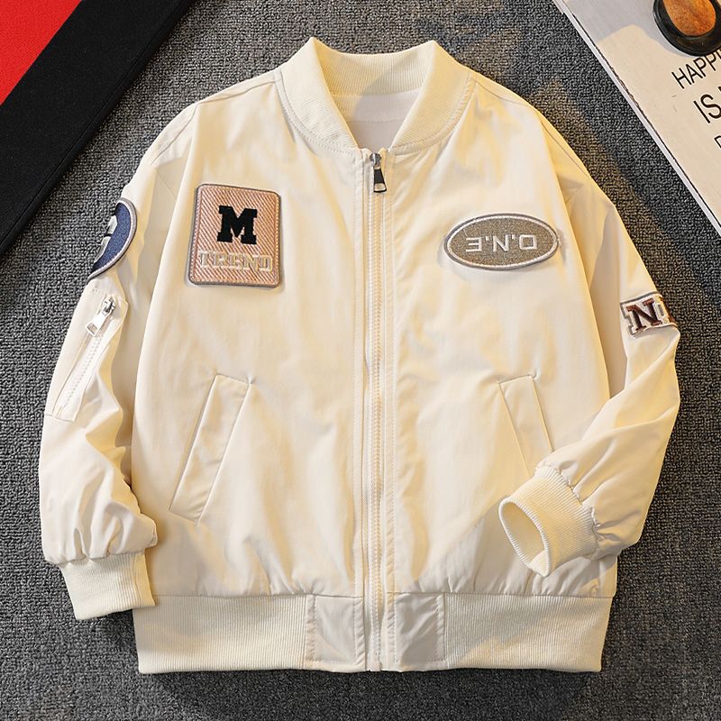 Bakuxia Children's Boys' Baseball Jacket Spring and Autumn Coat for Older Kids, Windbreaker with Lettering, Cool Boy Jacket