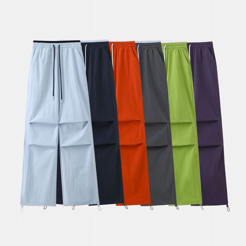 2026 New Summer Style Lightweight Outdoor Color-Blocked Drawstring Straight-Leg Quick-Dry Work Pants 822