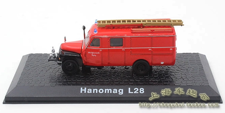 Atlas 1:72 Hanomag L28 Mô hình hợp kim xe cứu hỏa Hiển thị tĩnh Bộ sưu tập trang trí