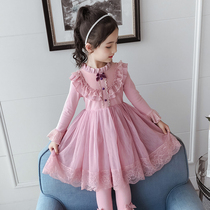 Girl dress autumn new baby girl lace dress 5 children princess dress 8 little girl foreign style plus velvet winter dress