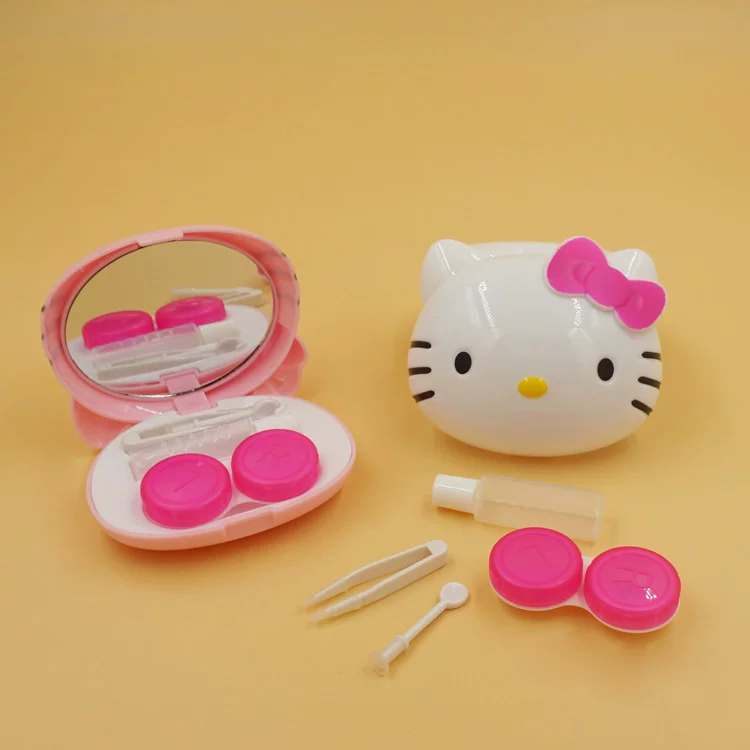 Hello Kitty, милые пластиковые невидимые очки, двойная ручка банка для хранения, линза