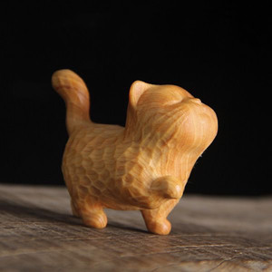 Modern and Cute Animal Figurine Made of Thuja and Boxwood, Featuring a Playful and Fragrant Cat, a Lucky Little Cat, and a Portable Toy for Handling and Playing with