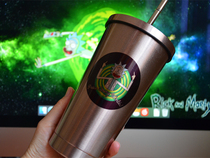 Rick and Morty surrounding large capacity 500ml stainless steel double-layer bronze thermos straw cup