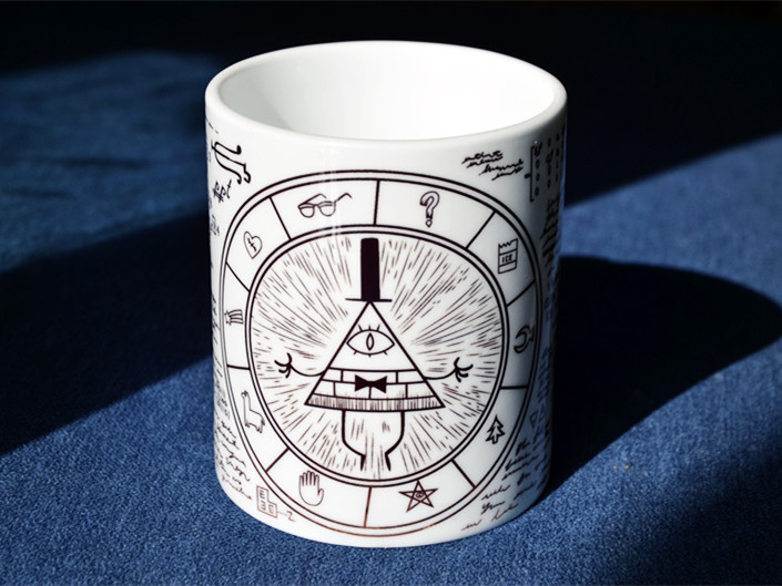 Bizarre Town Perimeter Bill Cipher Map Ceramic Mark Cups can be used to customize