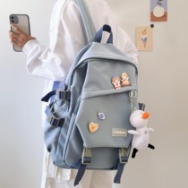 Schoolbag female junior high school students large capacity 2021 new high school students shoulder bag female summer travel simple computer bag anti-scratch