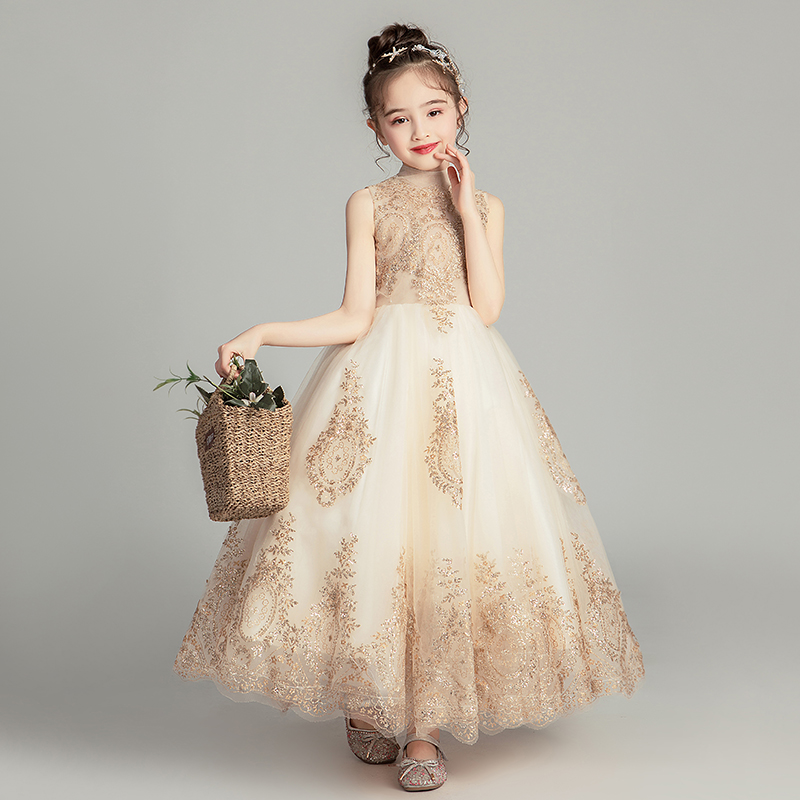 Children's dress princess dress little girl flower girl wedding dress fluffy girl catwalk host piano costume