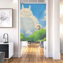 Cartoon Totoro curtain cotton linen decorative curtain hanging living room dining room curtain room partition curtain