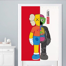 ins partition curtain kaws hanging cloth Tide brand door curtain telescopic rod non-perforated kitchen Japanese fabric half curtain customization