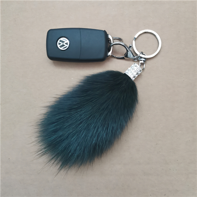 Fox Real Fur Car Keychain Exquisite Electric Vehicle Plush Keychain Women's High-End Fur Ball Tail Ornament Fox Real Fur Car Keychain Exquisite Electric Vehicle Plush Keychain Women's High-End Fur Ball Tail Ornament