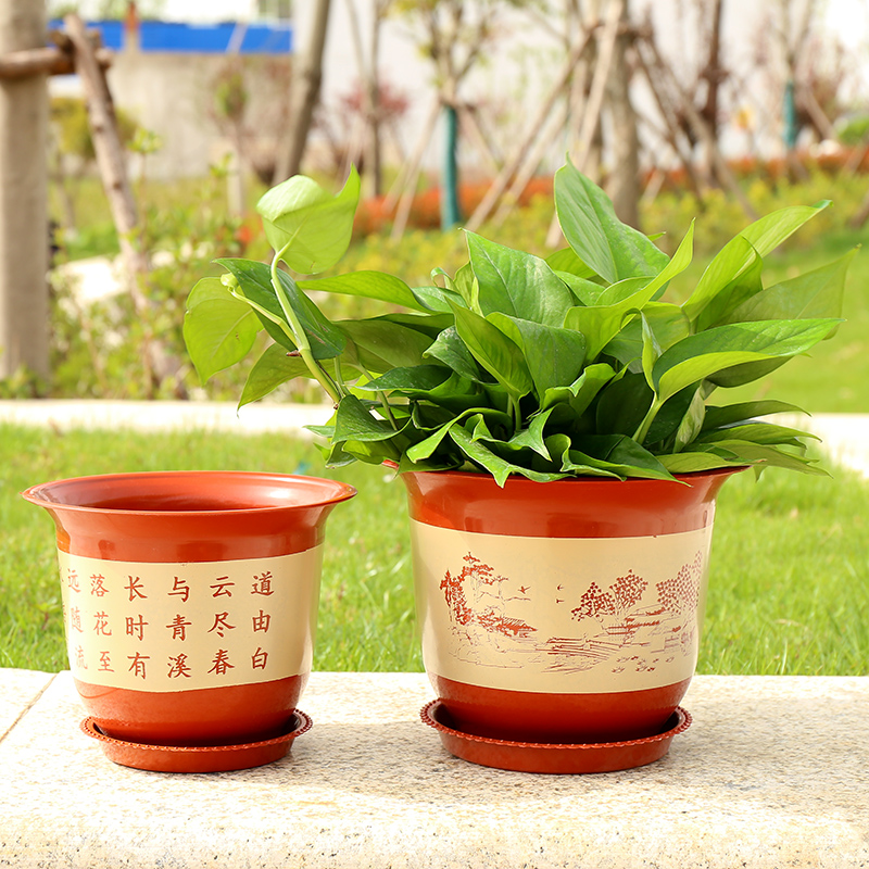 Plastic flower pot new second-generation bottom plastic basin large number production home direct