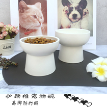 Ceramic cat bowl high foot protection cervical vertebra snack bowl cat dog rice bowl food bowl drinking bowl special offer