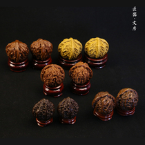 Antique play base Wooden base Crystal ball hand twist gourd base Play walnut base