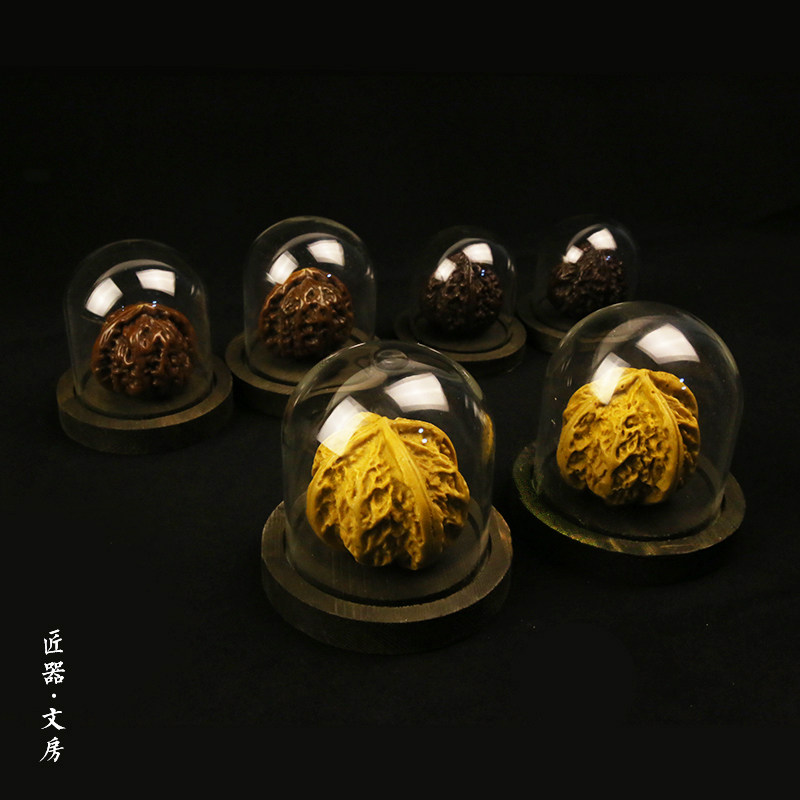 Text Play Glass Cover Dust Cover Seal Hood Text Play Walnut Wood Base Nuclear Sculpture Display Containing Display Smith