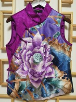 Original ethnic style womens Su embroidery hand embroidery Magnolia waistcoat womens waistcoat Chinese style vintage horse clip