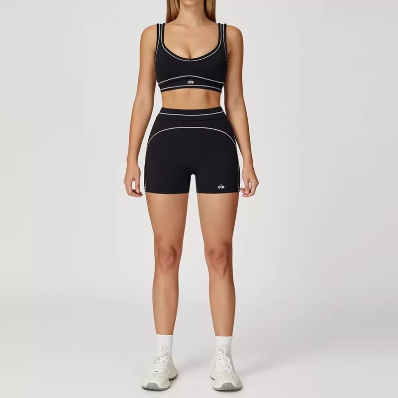 Ole Yoga Bra and Shorts Set Sports Fitness Women's Running Underwear Quick-Drying High-Waisted Hip-Lifting Three-Quarter Pants Ole Yoga Bra and Shorts Set Sports Fitness Women's Running Underwear Quick-Drying High-Waisted Hip-Lifting Three-Quarter Pants