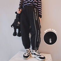 Ai Upper Girl Black Sports Pants 2021 Winter dress New CUHK Fairy Ocean Gas Plus Suede Thickened Bunch-footed Casual Pants