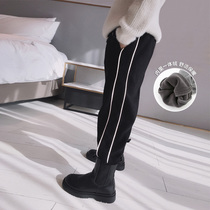AiUpper girl gush sports pants 2021 winter dress new CUHK integrated suede thickened casual long pants