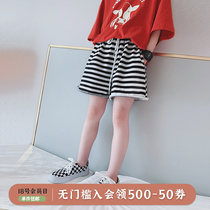 Aijin Girl Shorts Summer Dress 2022 New CUHK Child Thin style Han version Loose Striped Child Hot Pants