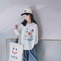 Ai Upper girl Long sleeves T-shirt 2022 Spring dress new CUHK Tong Yang Gas Casual Round Collar Hit Bottom Child Blouse