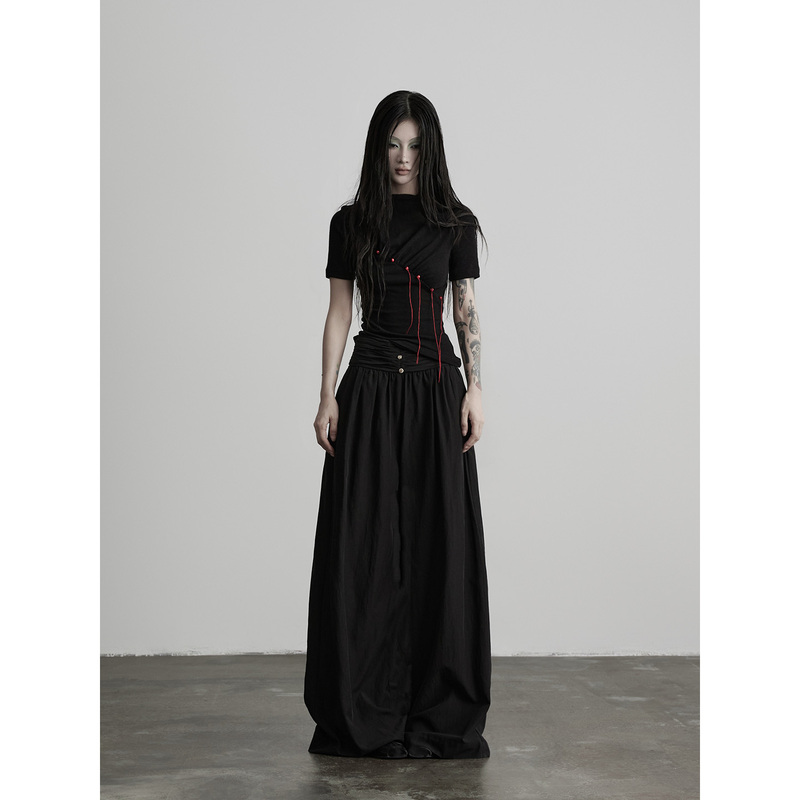 Indulge Wang·Rayon Blend Wrinkle-Resistant Straight-Cut Scimitar Wide-Leg Trousers Indulge Wang·Rayon Blend Wrinkle-Resistant Straight-Cut Scimitar Wide-Leg Trousers