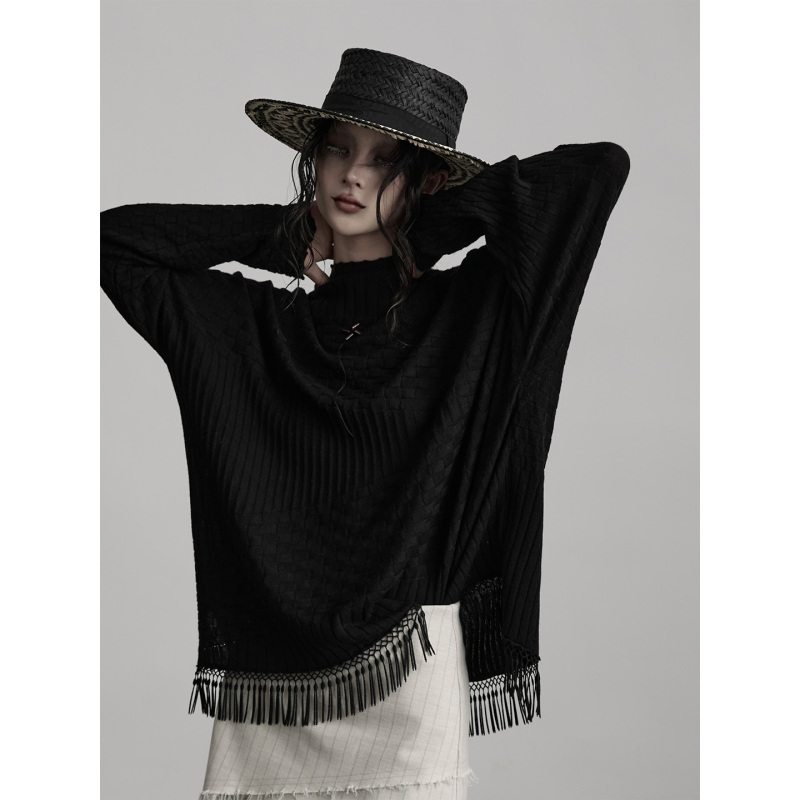 Indulge Tianzhu· Irregular Tassel Merino Wool Spring and Autumn Base Layer Knitted Long Sleeve
