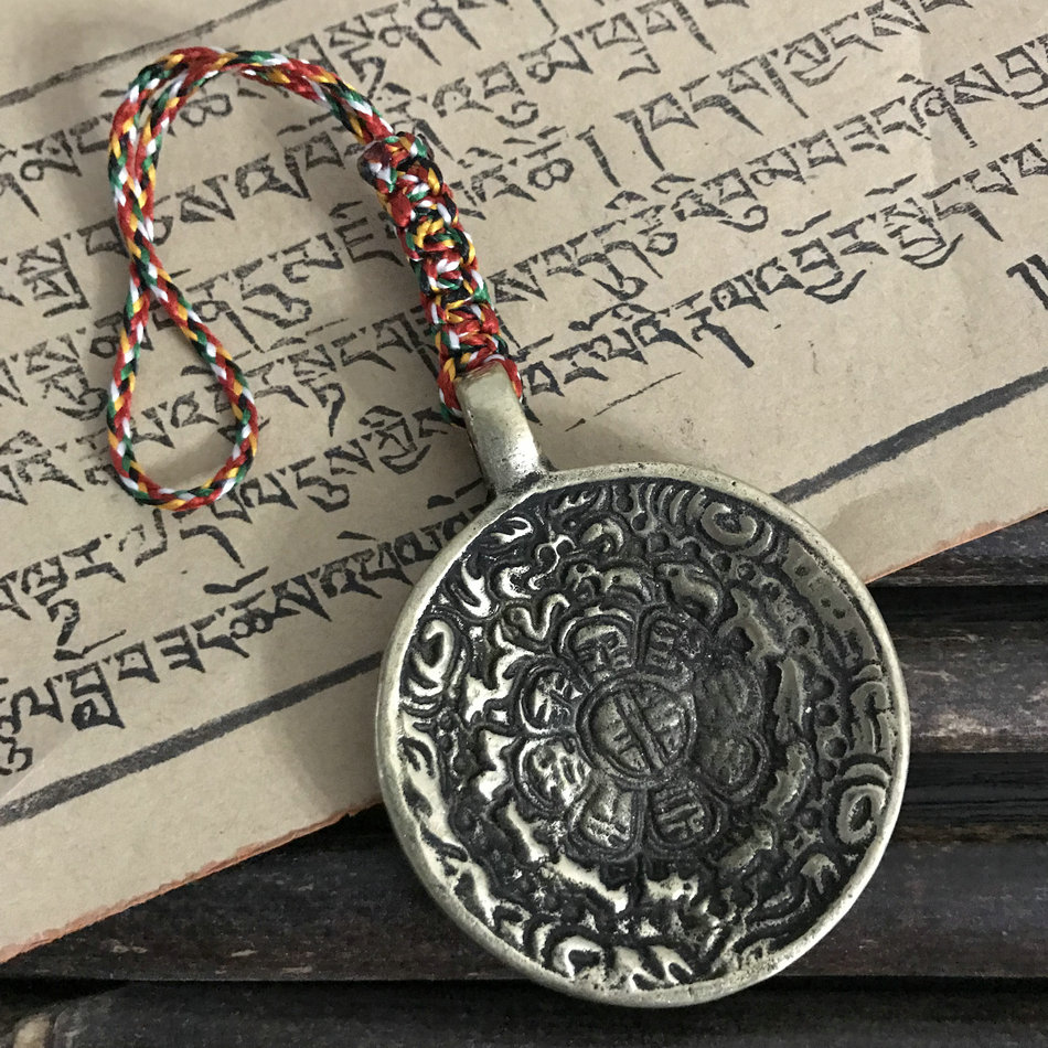 Tibetan Biography Seven Treasures Nepal Handmade Pure Copper Nine Palace Gossip Cards Tibet Pendant Bag Hang Hanging Accessories