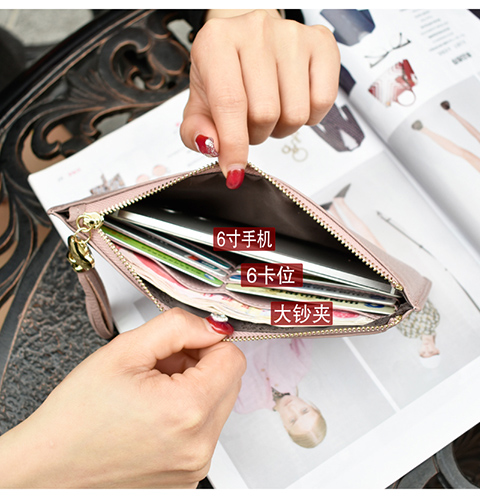 2019 mới dây da ví nữ siêu mỏng dài dung lượng lớn da điện thoại di động ví đơn giản ly hợp túi thủy triều - Ví tiền ví cầm tay nữ gucci