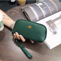 2021 New European and American womens wallet cowhide simple fashion cosmetic bag small shell zipper leather bag tide