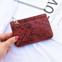 2021 New European and American soft cowhide short wallet female snake zipper coin purse leather large capacity coin bag