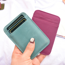 Ultra-thin small card bag womens cowhide card bag new leather mens card holder mini vertical bank card holder