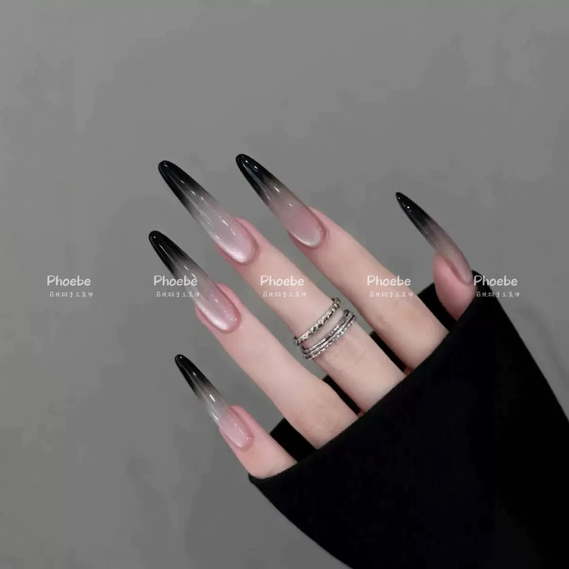 New Dark Style Glass Bead Cat Eye Handmade Wearable Nails Black Gradient Autumn and Winter Whitening High-End Nail Art Patches New Dark Style Glass Bead Cat Eye Handmade Wearable Nails Black Gradient Autumn and Winter Whitening High-End Nail Art Patches