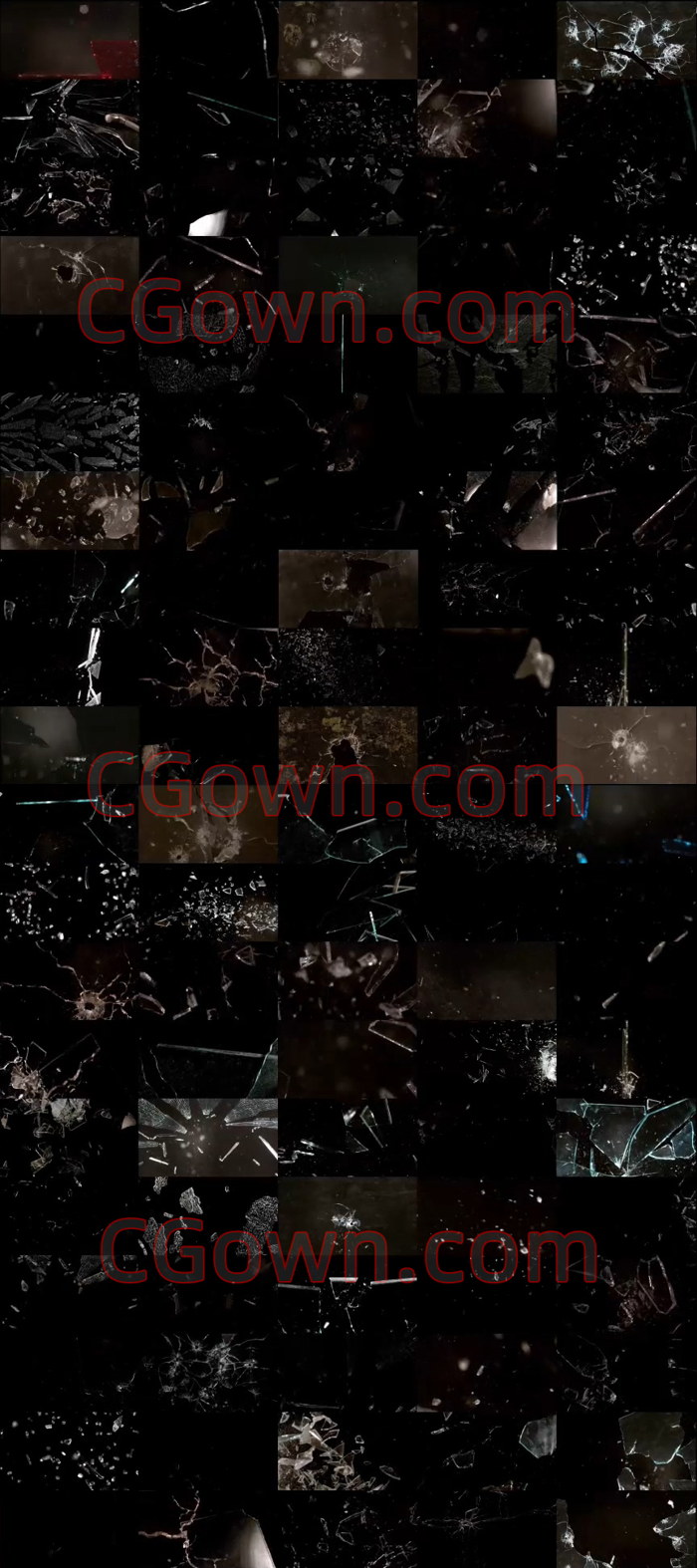 184种玻璃破裂爆破飞溅碎片特效合成4k分辨率视频素材 Cg资源网