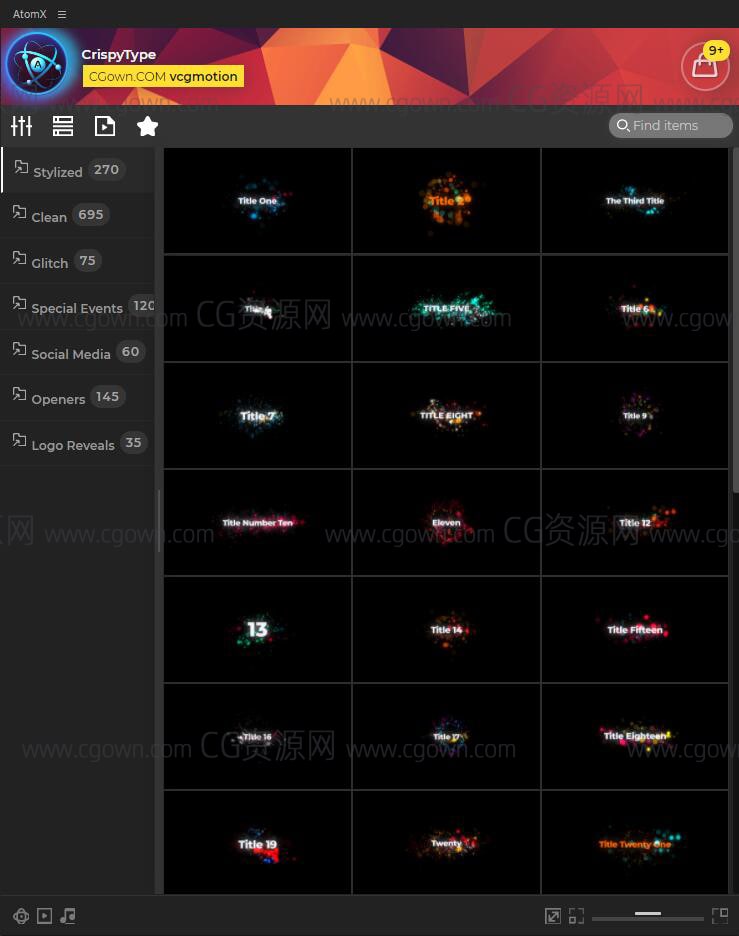 1400种视频字幕文字标题动画排版模板AE脚本AtomX预设包CrispyType V1.5