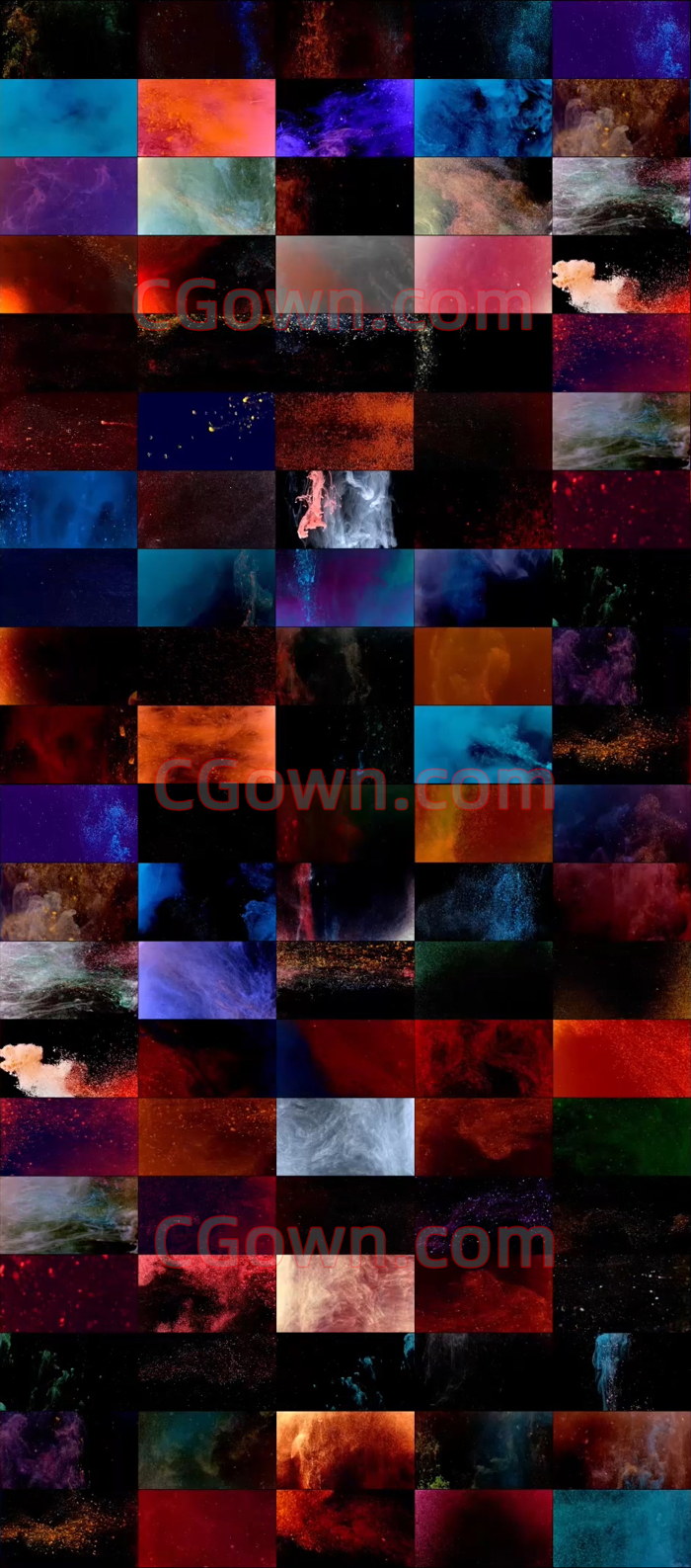 4K视频素材91组彩色微颗粒粉末流动液体动画大小34GB