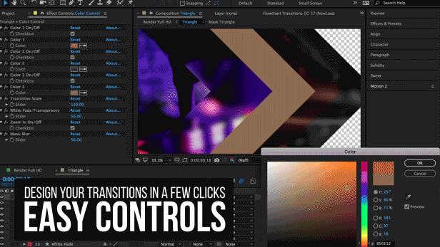 新更新250种视频转场效果特效水墨笔刷故障毛刺推拉模糊-AE模板